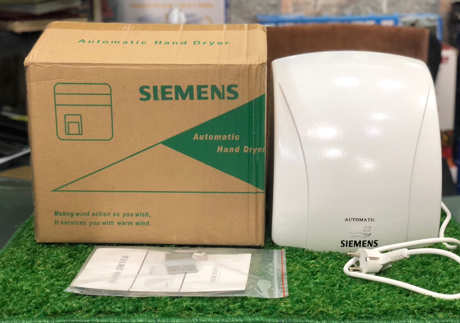 "Siemens Automatic Hand Dryer – High-Speed Warm Air Drying Machine for Bathrooms & Offices"